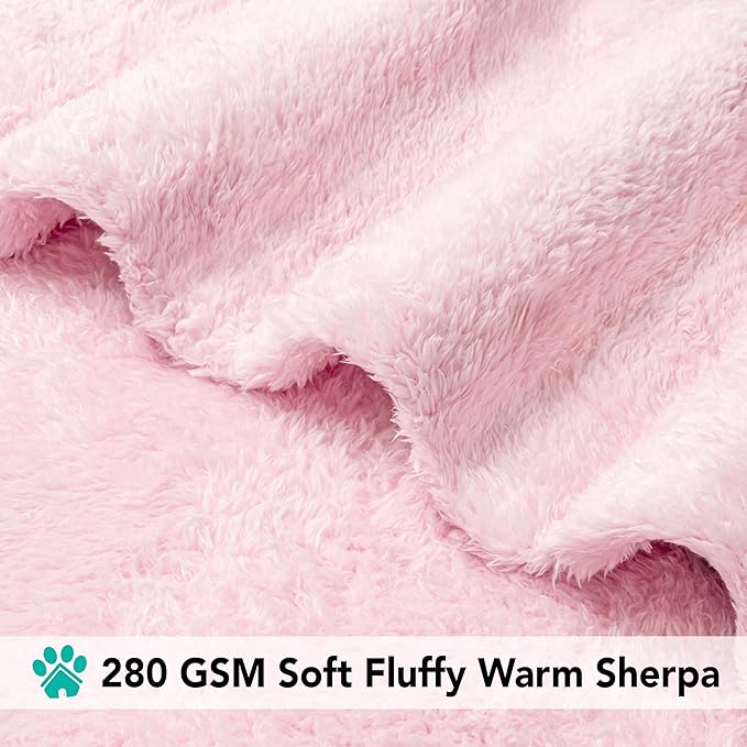 PetAmi Dog Blanket for Large Medium Dogs Pink, Fluffy Soft Puppy Blanket, Sherpa Fleece Cat Blanket for Kitten Doggie, Calming Pet Blanket Throw for Bed Washable Sofa Couch Cover, Large 40x60