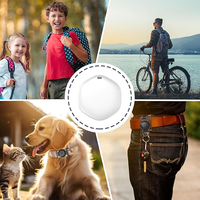GPS Tracker for Dogs, Mini GPS Pet Tracker with Silicone Cover, IPX8 Waterproof GPS Tracker for Kids,No Monthly Fee,Work with Apple Find My(iOS Only),Smart Tracker for Dogs Finder Tracker Pets-Black-5