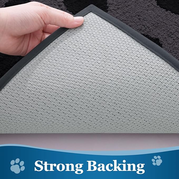 Buganda Dog Door Mat for Muddy Paws, Absorbent Dirt Trapper Washable Indoor Doormats, Non Slip Low-Profile Mud Mat for Dogs, Front Entrance Doormat for Inside Floor (59x24 Inches, Black)