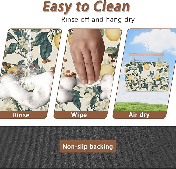 Hummingbird Dog Food Mat for Floors,Vintage Lemon Absorbent Quick-Dry Pet Feeding Mat,Cat Dog Bowl Mats for Food and Water,Non-Slip Pet Accessories Supplies 16"x24"