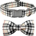 Dog Collar, Bow Dog Collar Plaid Pet Collar Dog Cute Pet Bow Soft Girl or Boy Dog Collars with Metal Buckle Adjustable Collar for X-Large Dogs