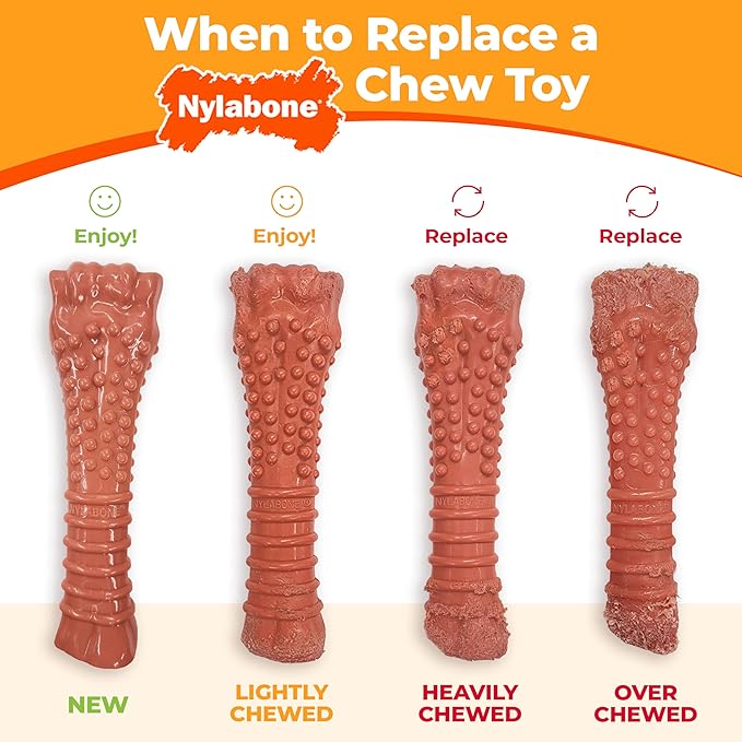 Nylabone Textured Bone Power Chew Toy for Dogs, Durable & Tough Dog Toys for Aggressive Chewers, Basted Blast Bacon and Steak Flavor, X-Large Dogs - 50+ lbs, 1 Count