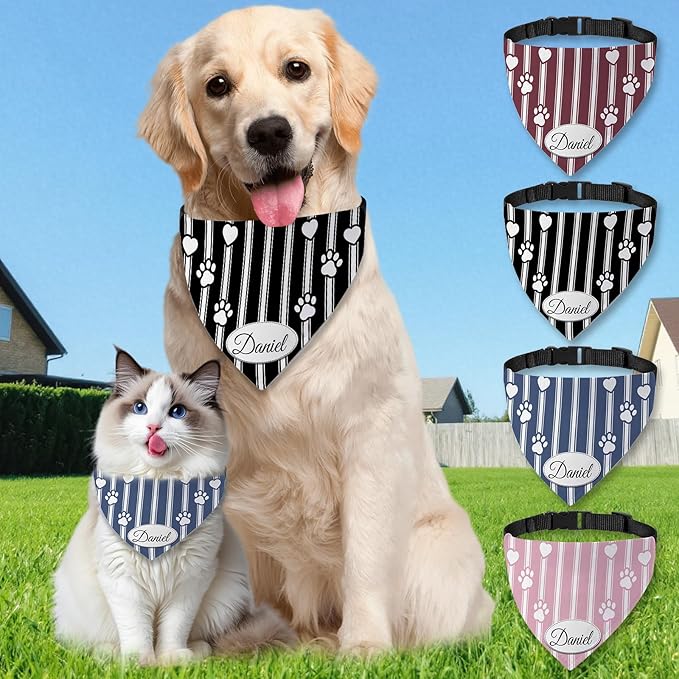 Personalized Dog Bandana Custom Name & Design, Premium Custom Dog Bandana for Small Medium Large Dogs, Soft Fabric Pet Scarf Personalized Pet Accessories Gift (Premium Elegant, Small)