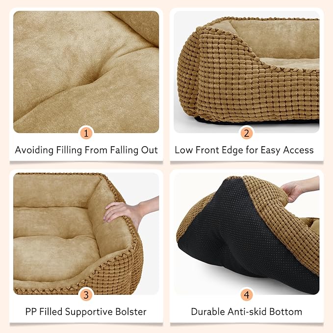 MIXJOY X-Large Dog Bed for Large, Medium, Small Dogs - Rectangle, Washable, Orthopedic, Soft Calming Sleeping Puppy Bed - Durable Pet Cuddler with Anti-Slip Bottom - XL (35"x25"x9")