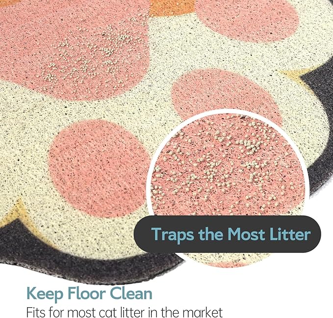 Cute Cat Litter Mat 24”x16”, Litter Box Mat, Litter Trapping Mat, Soft on Kitty Paws, Easy Clean, Anti Slip, Pet Accessories, Door Floor mats - Blue Grey60*40