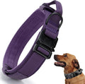 Tactical Dog Collar, Adjustable Military Training Nylon Dog Collar with Control Handle and Heavy Quick-Release Metal Buckle for Small Medium Large Dogs, Purple L