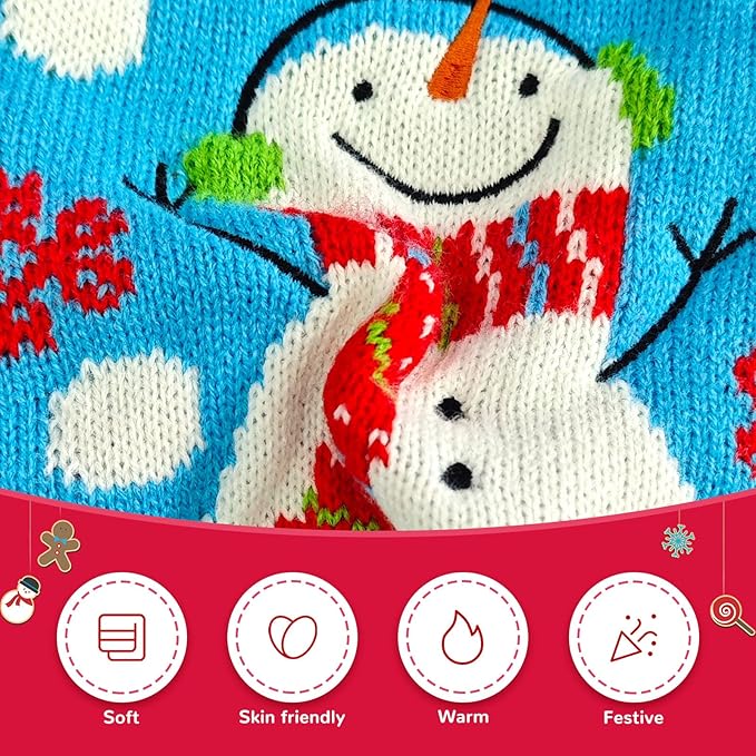 Pet Christmas Dog Sweaters Cute Animal Snowman Printed Puppy Xmas Costumes Winter Warm Turtleneck Jumpers Puppy Knitted Clothes Cat Outfits (L, Blue Snowman)