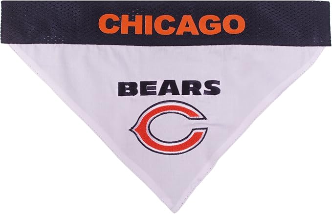 Pets First NFL DOG BANDANA - CHICAGO BEARS REVERSIBLE PET BANDANA. 2 Sided Sports Bandana with a PREMIUM Embroidery TEAM LOGO, Large/X-Large. - 2 Sizes & 32 NFL Teams available
