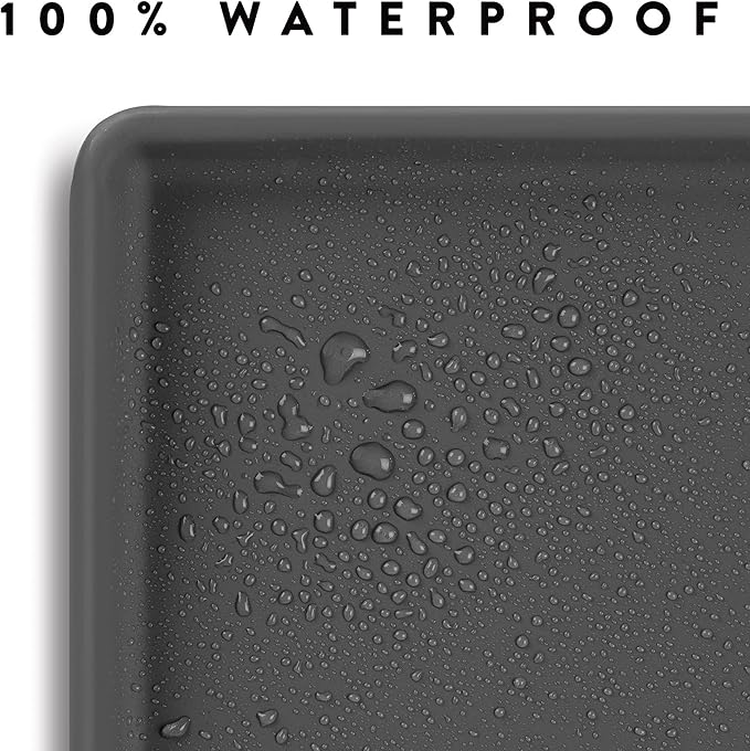 CatGuru Cat Food Mat, Small & Large Feeding Mats, 100% Waterproof Silicone Pet Placemat, Non-Slip Cat Food and Water Bowl or Water Fountain (Small, Carbon)