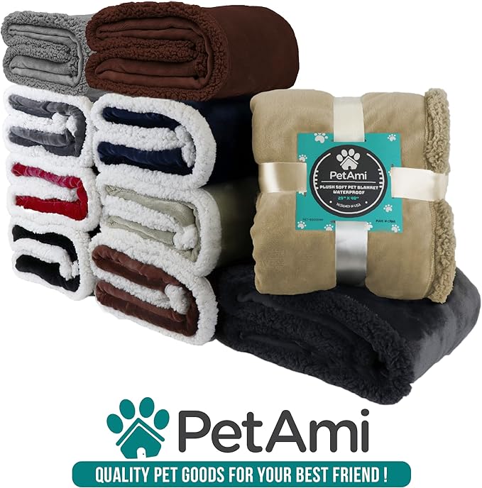 PetAmi Dog Blanket for Medium Large Dogs, Pet Bed Blanket Cat Puppy Kitten, Fleece Furniture Couch Cover Protector Sofa Car, Soft Sherpa Dog Throw Plush Reversible Washable, 40x60 Maroon Red