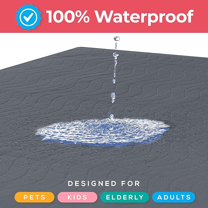 Utopia Bedding Washable Underpads 34" x 36" (Pack of 6), Waterproof Reusable Heavy Absorbency Incontinence Bed Pads for Adults, Kids, Elderly and Pets, Bedwetting Pads for Sofa and Couch (Grey)