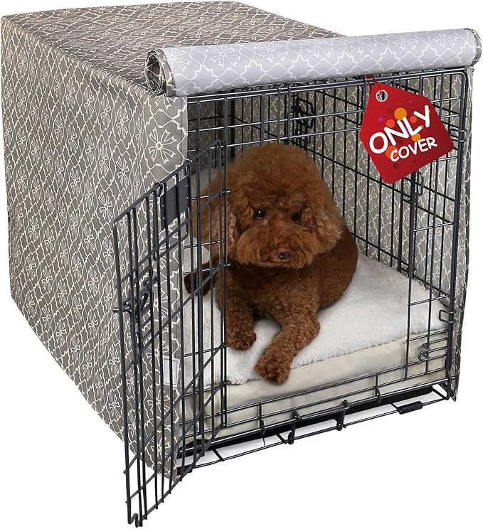 Explore Land Pattern Dog Crate Cover for 24 Inches Wire Cage, Heavy-Duty Polyester 1 2 3 Doors Standard Metal Pet Kennel Enclosure (Vintage Violet)