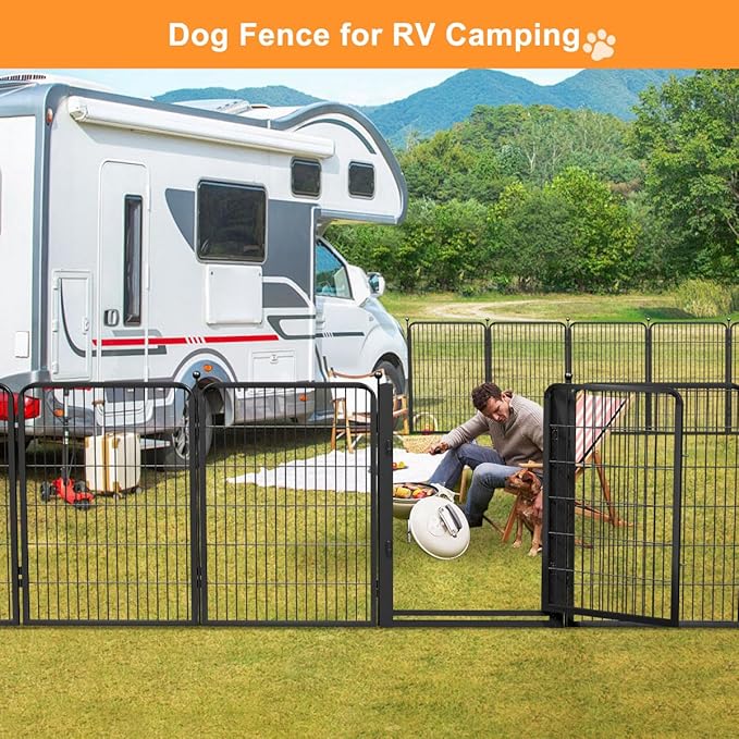 Dog Fence Outdoor Pens Outside,Portable Dog Play Pen 40" H 24 Panels Pet Playpen Exercise Pens for Puppys Small Medium Large Dogs RV Camping Yard Garden Indoor Wide Gate