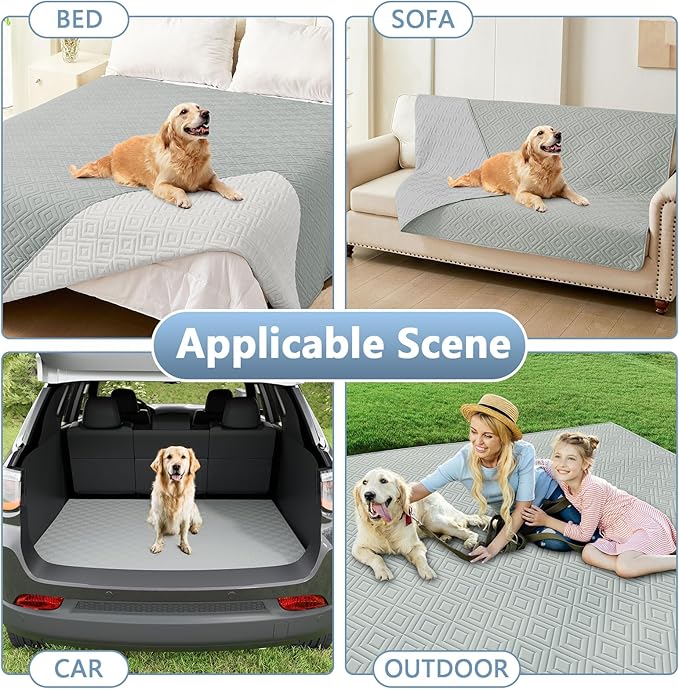hyha Waterproof Dog Blanket, Soft Pet Bed Blankets, Waterproof Sofa Couch Cover for Dogs Washable, Reversible Pet Couch Covers for Sofa Furniture (82x82 Inch, Grey/Light Grey)