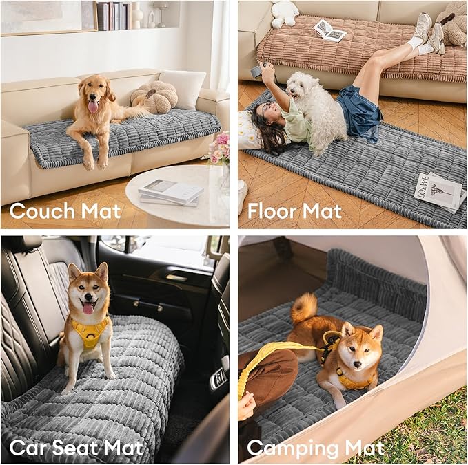 FUNNY FUZZY Pet Couch Covers for Sofa, Washable Dog Couch Cover Protector for Dogs, Flannel Couch Covers for Dogs Pet Friendly Pets Mat Bed Sofa Cover (Blue-Grey, 27.6"×82.7")