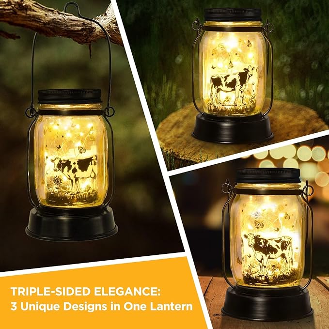 kyoryuger Cow Gifts for Women/Men Cow Lovers Solar Lantern Mom Birthday, Mothers Day, Solar Garden Decoration Outside for Yard, Patio,Backyard,Porch, Torches