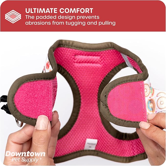 Downtown Pet Supply Step-in Dog Harness – No Pull, Adjustable Padded Mesh with Reflective Trim, Secure Buckle Strap – Comfortable & Breathable Small Dog Harness, X-Large, Donut