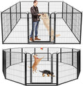 Dog Playpen Outdoor Extra Wide 12 Piece Panels Heavy Duty Dog Fence 47" Height Anti-Rust with Doors Portable for RV Camping Yard, Total 32FT, 79 Sq.ft, Snowy Black