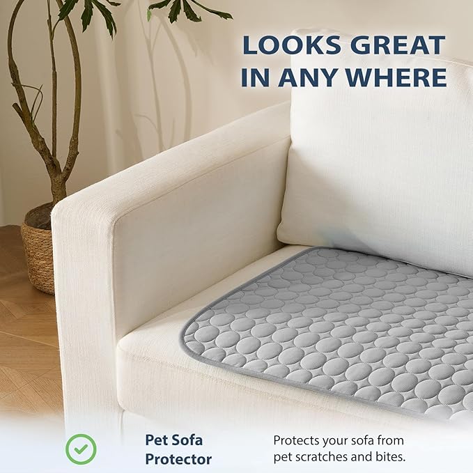 MICROCOSMOS Summer Cooling Mat & Sleeping Pad- Water Absorption Top, Materials Safe, Easy Carry, EZ Clean. Keep Cooling for Pets, Kids and Adults.(Grey, 24" x18")