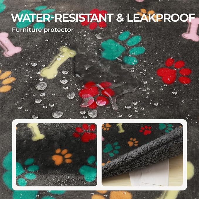 Luciphia Waterproof Pet Blankets for Couch Sofa Bed Cover Cat Liquid Pee Proof Washable Soft Fluffy Large Dog Blanket Reversible Furniture Protection Puppy Grey Bone Thicken Medium（57" x 40"）