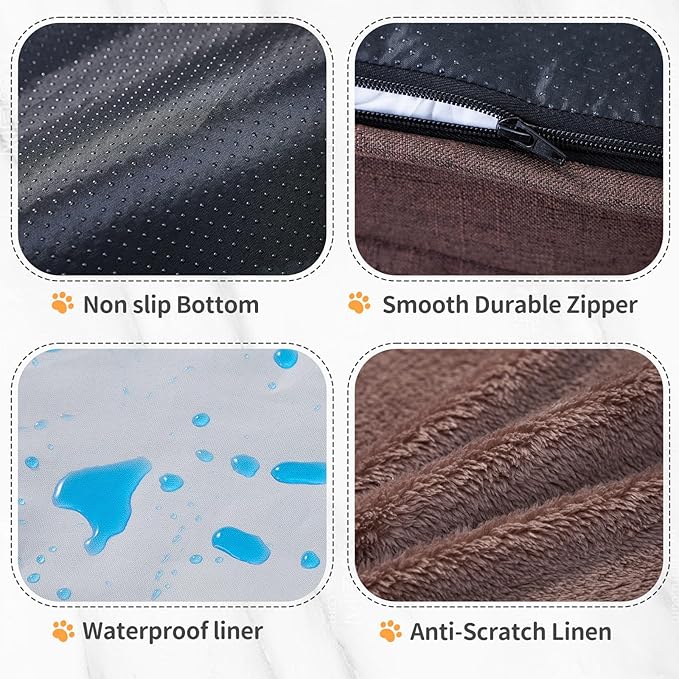 Makigued Orthopedic Dog Bed for Medium Dogs Egg Crate Foam Pet Sofa with Waterproof Liner, Removable Washable Cover, Nonslip Bottom, Cozy Couch for Medium Dogs and Cats, 28.0X22.8X6.7, Dark Brown