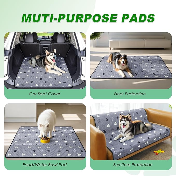 Washable Pee Pads, Puppy Pee Pad for Dogs, 2 Pack Absorbent Reusable Training Dog Pads Pet Puppy Pads, Non-Slip Potty Pads for Whelping, Playpen, Crate, Bed, Grey 18"x24"