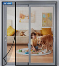 Magnetic Screen Door Mesh Left Right Side Opening Upgraded PET Material Mesh Stronger Than Fiberglass and Polyester,Keep Bugs Out,Pet & Kid Friendly Fit Door Size 96"X80",Screen Size 98''X82''