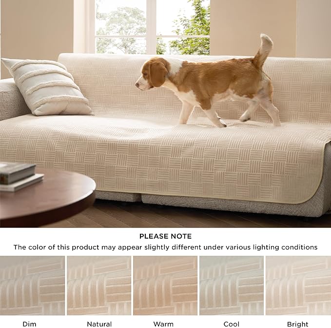 Bedsure Waterproof Couch Cover for Dogs Washable - Waterproof Blanket for Large Dogs Couch Sofa Bed Cozy, Lightweight Furniture Protector for Pet Cat Quick Drying, Sandy Tan, 52x82IN