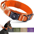 2026 Upgrade Waterproof AirTag Dog Collar, Military Tactical Dog Collar with AirTag Holder, Comfortable Control Handle and Metal Buckle, GPS Dog Collar Holder for Medium to Large Dogs (Orange,L)