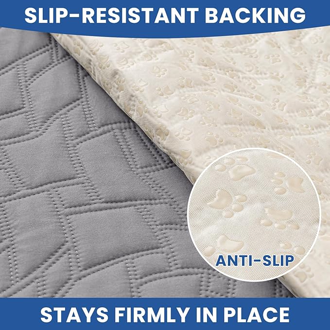 Waterproof Dog Bed Cover, Non-Slip Dog Blanket for Couch, Couch Covers for Dogs Washable, Pet Blanket for Furniture, Pet Bed Mat for Sofa, Car, Pet Supplies (40x50 Inch, Light Grey)