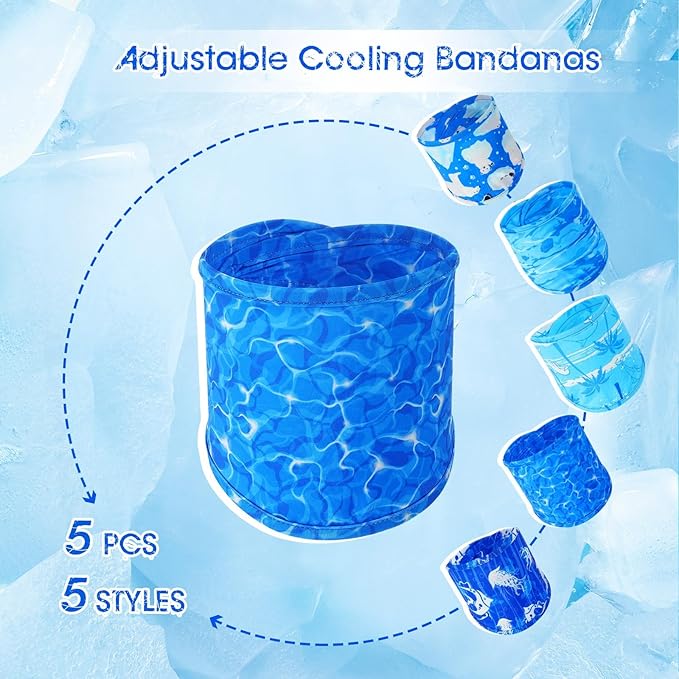 Talltalk 5 Pieces Dog Cooling Bandanas Neck Wraps Ice Scarf Pet Dog Cooling Collar Hunting Training Hiking Camping Accessories for Summer(XL)