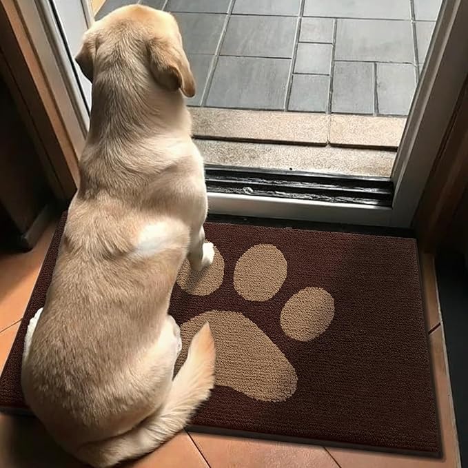 Buganda Dog Door Mat for Muddy Paws, Absorbent Dirt Trapper Non Slip Indoor Doormats, Washable Low-Profile Mat for Mud Dogs, Entryway Carpet for Inside Floor (48x30 Inches, Brown)