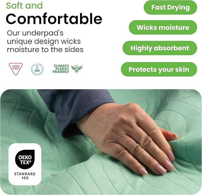 IMPROVIA® Washable Underpads, 18" x 24" (Pack of 4) - Heavy Absorbency Reusable Incontinence Pads for Kids, Adults, Elderly, and Pets - Waterproof Protective Pad for Bed, Couch, Sofa, Furniture, Floor
