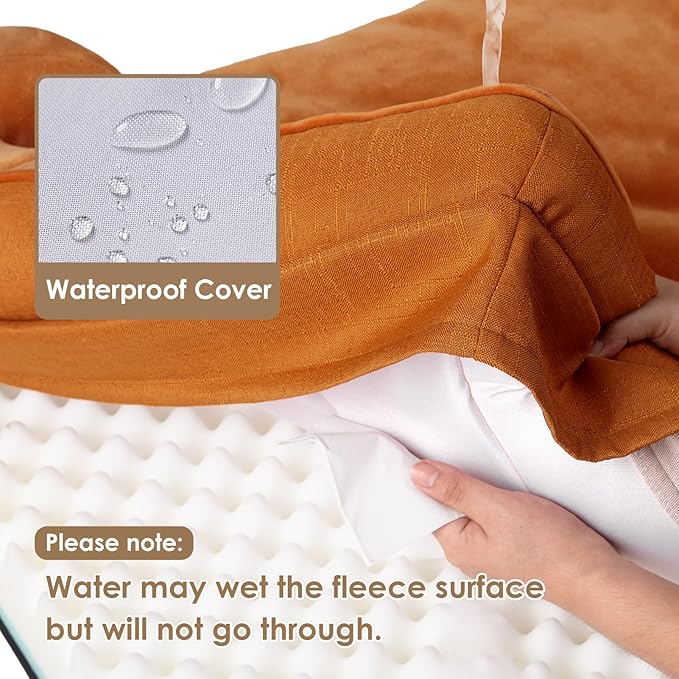 EHEYCIGA Orthopedic Dog Beds for Extra Large Dogs, Waterproof Memory Foam XL Pet Bed with Sides, Non-Slip Bottom and Egg-Crate Foam Big Dog Couch Bed with Washable Removable Cover,Pumpkin Orange