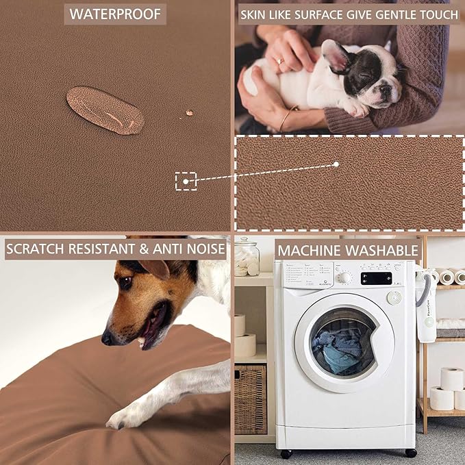 Dog Bed Cover Waterproof Replacement Machine Washable Covers for Dog Bed Heavy Duty Scratch Resistant Mattress Protector Pet Bed 54x44 Inch Brown Cover Only