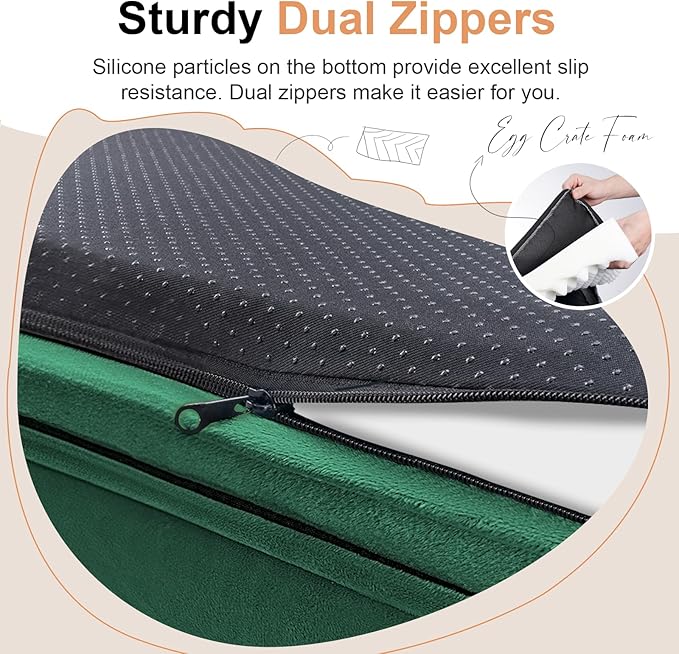 Large Dog Bed Orthopedic Washable: Beds Bolster XXL Bed Big XLarge Dogs Egg Crate Foam Sofa Couch Waterproof Removable Cover - Emerald