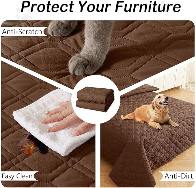 hyha Waterproof Dog Bed Blanket, Soft Pet Blankets, Waterproof Couch Cover for Dogs, Reversible Sofa Covers Washable for Furniture (40x80 Inch, Brown/Brown)