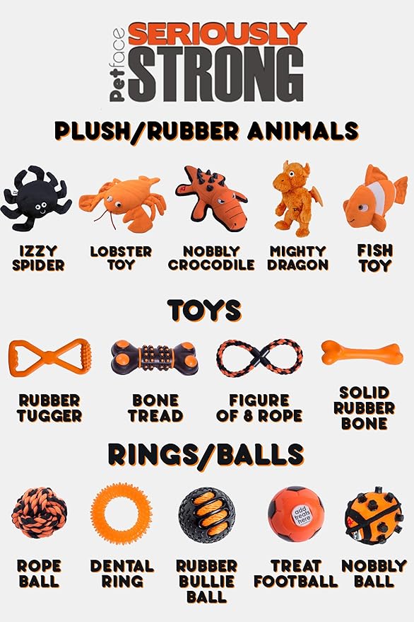 Petface Seriously Strong Rubber Teething Dog Chew, Orange