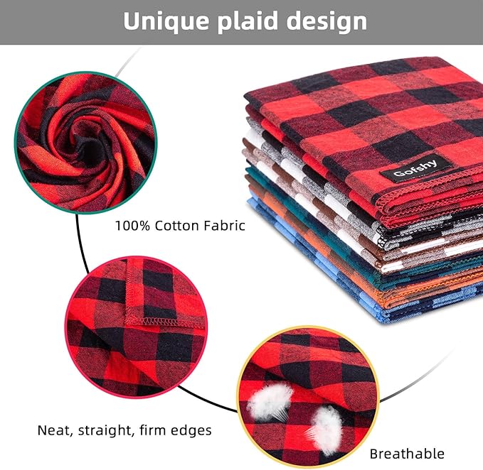 Christmas Dog Bandana XLarge-Red Black Dog Scarf Buffalo Plaid Printing Adjustable Bib Handkerchief Accessories for Large Dogs (XL)