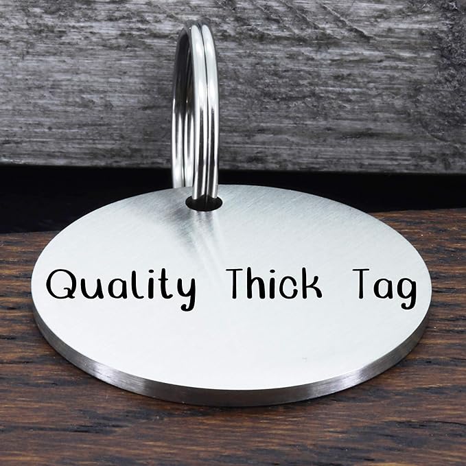 Ultra Joys Stainless Steel Pet ID Tag Dog Name Tags Personalized Front and Back Engraving, Customized Dog Tags and Cat Tags, Optional Engraved on Both Sides, Round Tag Vine Design 2, Silver Large