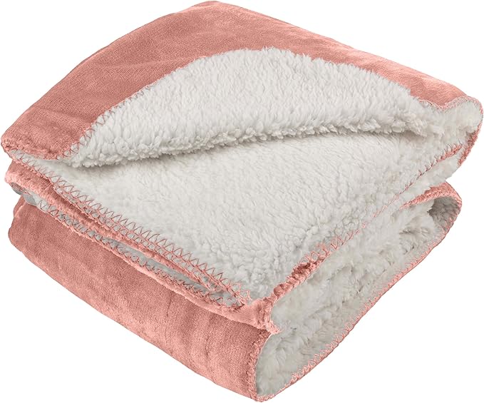 PETMAKER Dog Blanket - 60x80in Reversible Sherpa Blanket - Throw Blankets for Bed, Couch, Crate, or Car - Machine Washable Puppy Essentials (Pink)