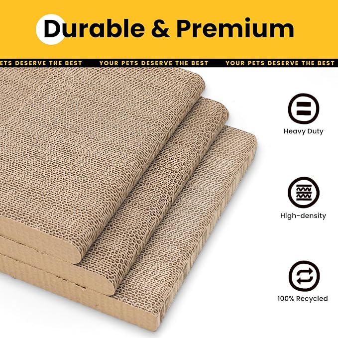 Cardboard Cat Scratcher,26 Inch L Shape Scratch Pad Wall Mounted,Vertical Scratching Board, Durable Cardboard to Protect Furniture for Indoor Cats,Wood Grain Junbo