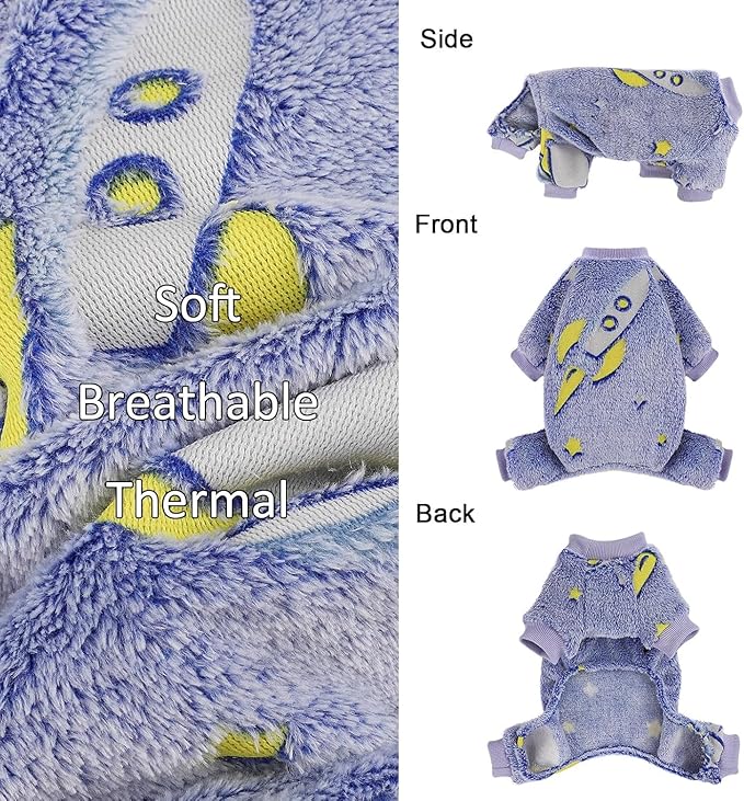 Dog Sweaters Small Girl Warm Fleece Pajamas, Cute Extra Small Dog Clothes, 4 Legs Puppy Jumpsuit Pjs Soft Stretchy Doggie Onesies Pet Outfit Apparel for Chihuahua Yorkie, Navy Blue, XXXS