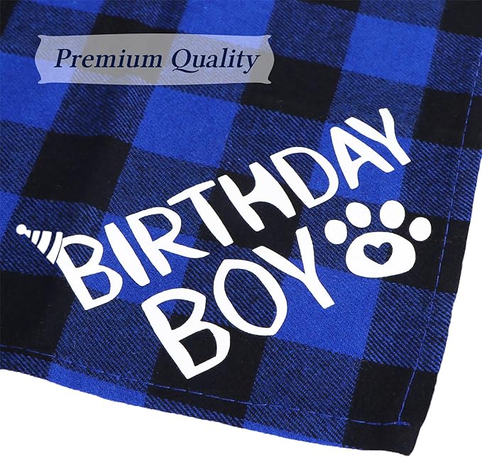 STMK Dog Birthday Decorations, Multi Sizes Dog Birthday Hat Bandana Bow Tie Numbers It’s My Bday Mother Puppers Banner for Large Extra Large Dogs Pets (X-Large, Blue)