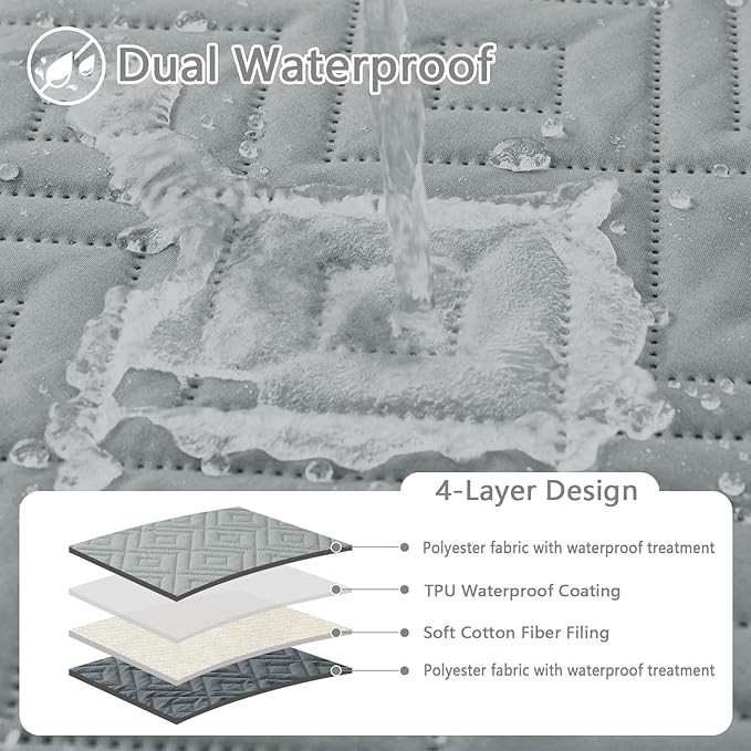 hyha Waterproof Dog Blanket, Soft Pet Bed Blankets, Waterproof Sofa Couch Cover for Dogs Washable, Reversible Pet Couch Covers for Sofa Furniture (82x82 Inch, Grey/Dark Grey)