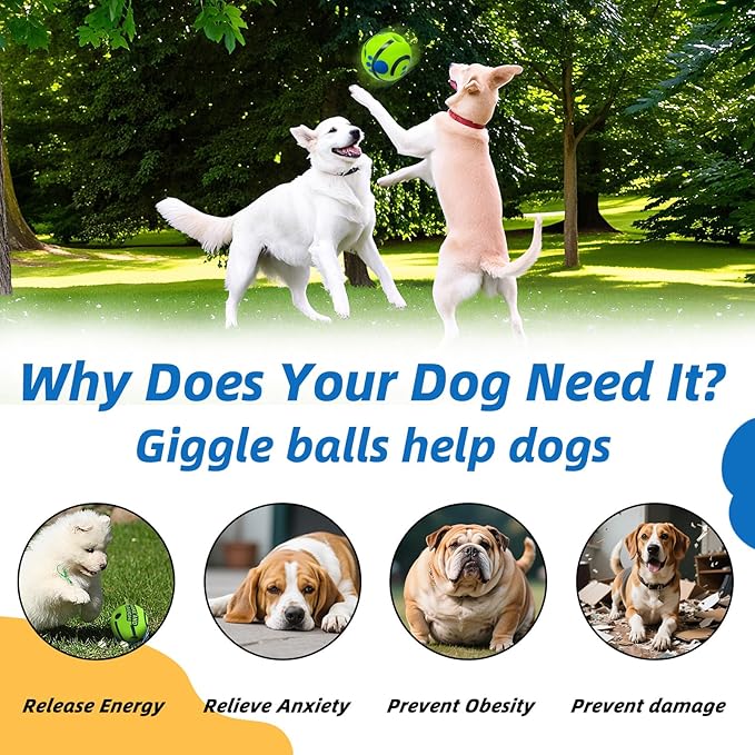 Dog Toys Ball, Interactive Dog Ball, Shaking with Gibbering Sound, for Training & Herding, M, 3.46 in (8.8 cm)