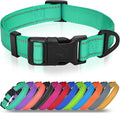 Joytale Large Dog Collar, Reflective and Adjustable Nylon Pet Collar with Quick-Release Buckle for Large Dogs, Teal, L