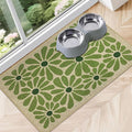 SHIYUE Dog Food Mats for Floors, Absorbent Cat Bowl for Food and Water, Non-Slip Accessories Pet Supplies(16"x24",Green Flower)