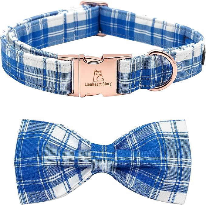Lionheart glory Dog Collar, Boy Dog Collar Bowtie Blue Adjustable Dog Bowtie Collar Bows Dog Collar for Large Dogs