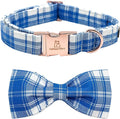 Lionheart glory Dog Collar, Boy Dog Collar Bowtie Blue Plaid Adjustable Dog Bowtie Collar Bows Dog Collar for X-Large Dogs